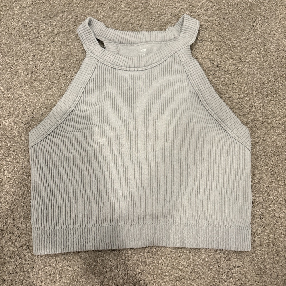 Aerie Light Gray Ribbed Crop Top